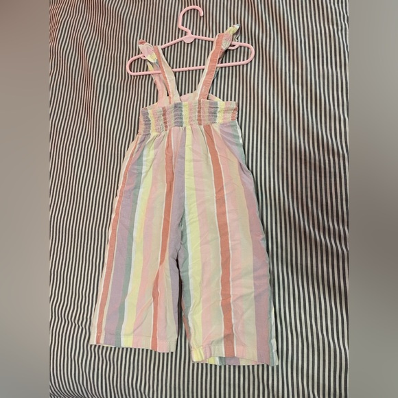 2T Girls Overalls Pastel Striped - Picture 2 of 3